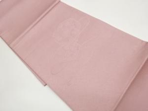 文箱に花模様織出し開き名古屋帯（額縁仕立て）